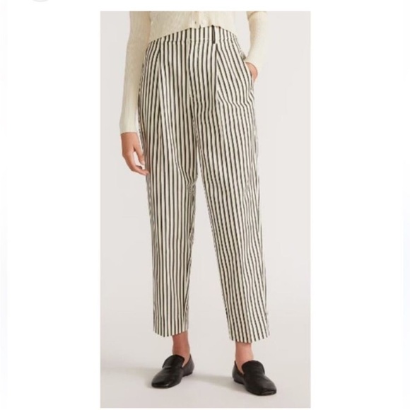 Everlane Black and White Striped Cropped Pants - Picture 1 of 10